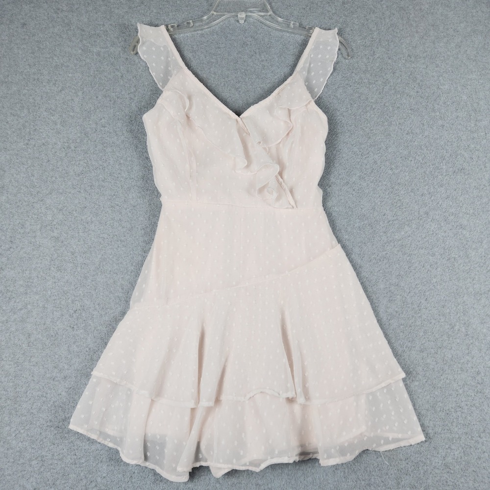 Sincerely Jules Romper Kids S Pink Swiss Dot Ruffle Tiered V-Neck Smocked Back